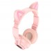Беспроводные накладные наушники Borofone BO18 Cat ear розовые