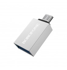 Адаптер переходник Borofone BV2 MicroUSB to USB 3.0 (F) серебристый