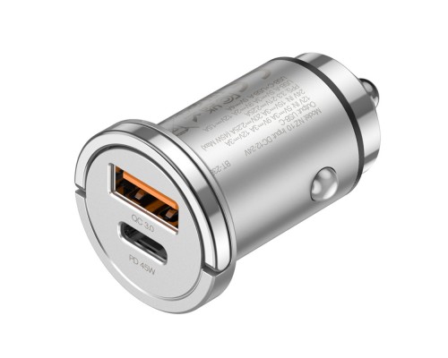 Автомобильное зарядное устройство Hoco NZ10 USB/ Type-C PD 45W серебристое