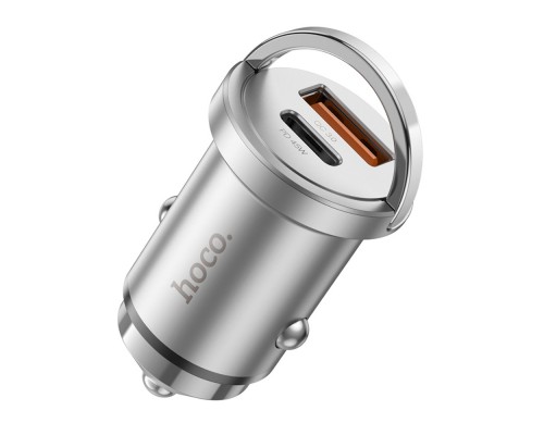 Автомобильное зарядное устройство Hoco NZ10 USB/ Type-C PD 45W серебристое