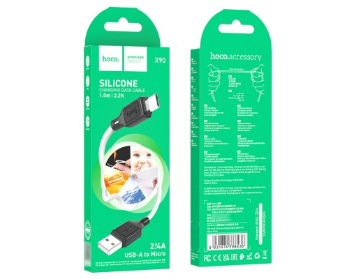 Кабель Hoco X90 USB to MicroUSB 1m white