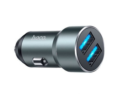 Автомобильное зарядное устройство Hoco DZ17 2 USB серое