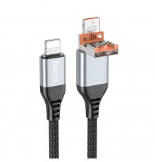 Кабель Hoco U128 2в1 USB/ Type-C to Lightning PD 27W 1.2m black