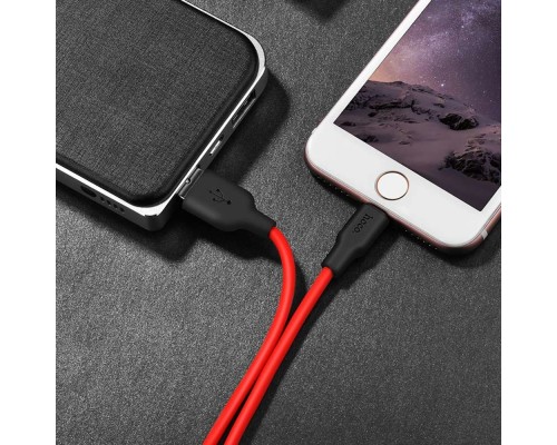 Кабель Hoco X21 Plus USB to Lightning 2m черно-красный