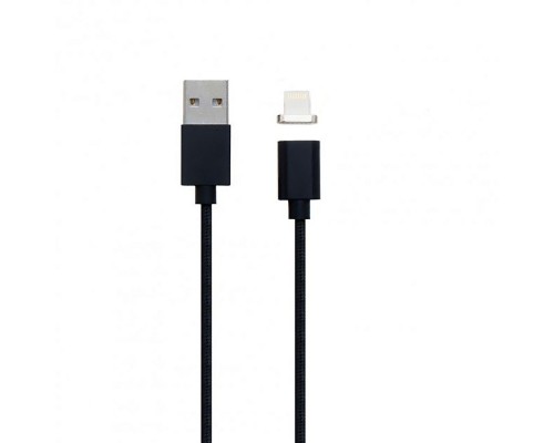 USB кабель магнитный Clip-On с индикатором Lightning 1m черный