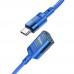 Кабель Hoco U107 удлинитель Type-C to USB 3.0 (F) 1.2m синий