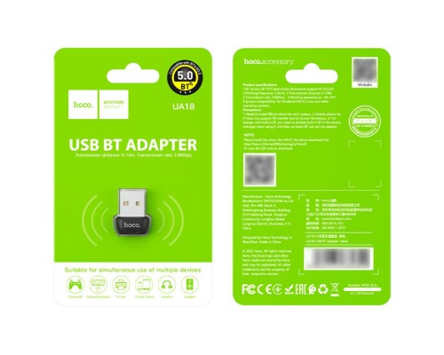 Адаптер переходник Hoco UA18 USB to Bluetooth 5.0 черный