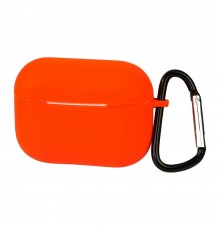 Чехол силиконовый с карабином для Apple AirPods Pro цвет 09 оранжевый