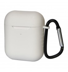 Чехол силиконовый с карабином для Apple AirPods/ AirPods 2 цвет 11 белый