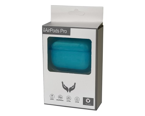 Чехол силиконовый Clear Neon с карабином для Apple AirPods Pro цвет 05 голубой
