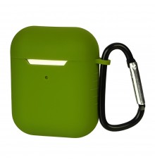 Чехол силиконовый с карабином для Apple AirPods/ AirPods 2 цвет 14 темно-зеленый