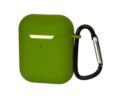 Чехол силиконовый с карабином для Apple AirPods/ AirPods 2 цвет 14 темно-зеленый