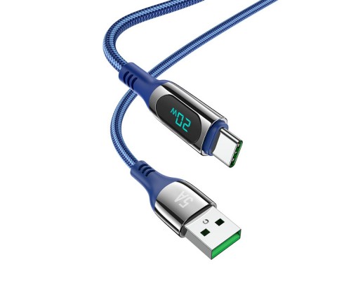 Кабель Hoco S51 с дисплеем USB to Type-C 1.2m синий
