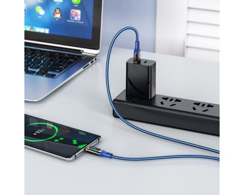 Кабель Hoco S51 с дисплеем USB to Type-C 1.2m синий
