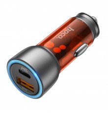Автомобильное зарядное устройство Hoco NZ8 USB/ Type-C QC PD 43W серебристо-коричневое