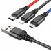 Кабель Hoco X76 3в1 USB to Type-C/ Lightning/ MicroUSB 1m черный