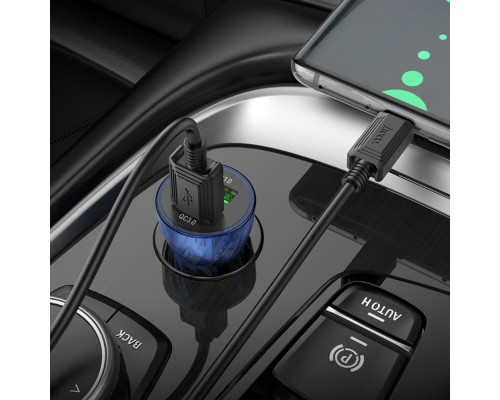 Автомобильное зарядное устройство Hoco Z47 2 USB QC сине-черное
