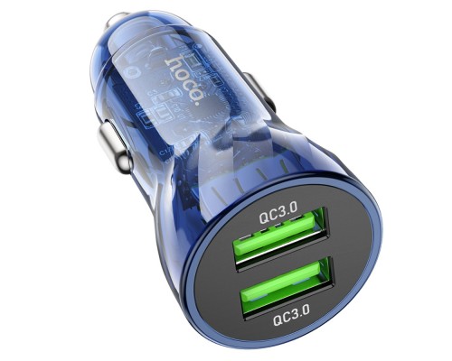 Автомобильное зарядное устройство Hoco Z47 2 USB QC сине-черное