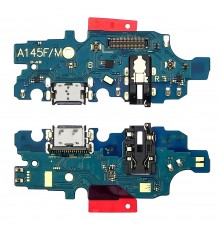 Разъём зарядки для Samsung A145 Galaxy A14 на плате с микрофоном и компонентами