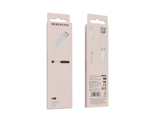 Кабель Borofone BX18 USB to MicroUSB 1m белый
