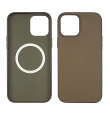 Чехол Leather Case with MagSafe для Apple iPhone 12/ 12 Pro 09 серый