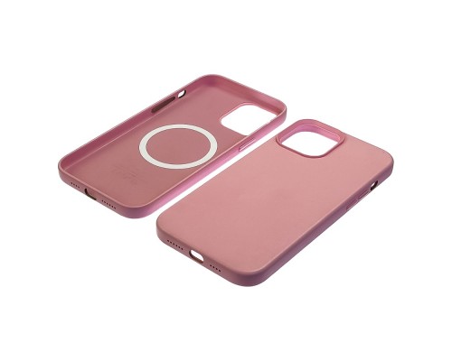 Чехол Leather Case with MagSafe для Apple iPhone 12 mini 12 розовый