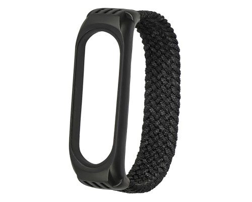 Ремешок нейлоновый Braided rope для Xiaomi Mi Band 3/ 4/ 5/ 6 размер S чёрный
