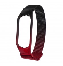 Ремешок Миланская петля радужная для Xiaomi Mi Band 5/ 6 36 чёрно-красный