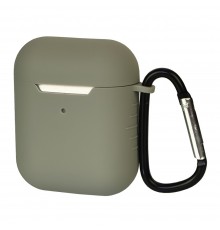 Чехол силиконовый с карабином для Apple AirPods/ AirPods 2 цвет 16 светло-серый