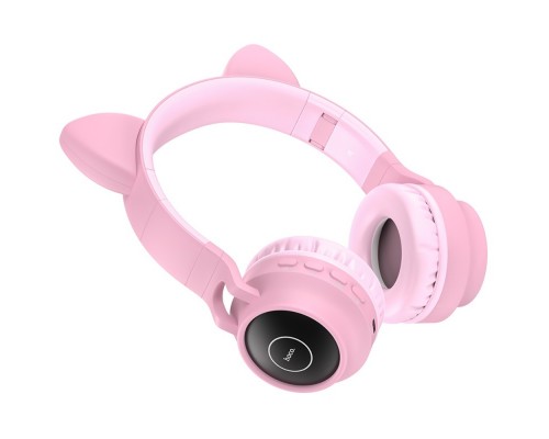 Беспроводные накладные наушники Hoco W27 Cat ear розовые