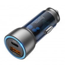 Автомобильное зарядное устройство Hoco NZ8 USB/ Type-C QC PD 43W серебристо-синее