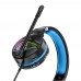 Наушники проводные полноразмерные Hoco W104 игровые с микрофоном и подсветкой Jack 3.5 / USB черно-синие