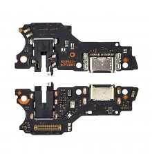 Разъём зарядки для Oppo A32 на плате с микрофоном и компонентами