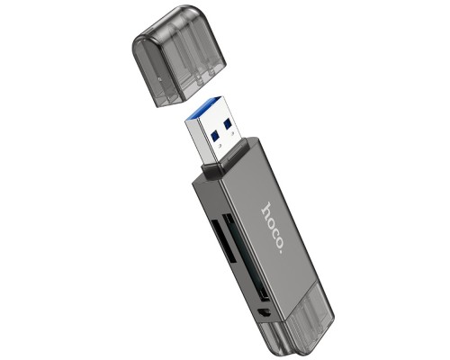 Адаптер переходник Hoco HB39 USB/ Type-C 3.0 серый