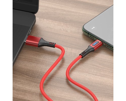 Кабель Hoco U79 с индикатором USB to Lightning 1.2m red