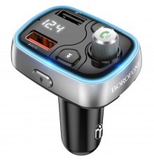 Автомобильное зарядное устройство Borofone BC32 2 USB QC c FM-модулятором серебристо-черное