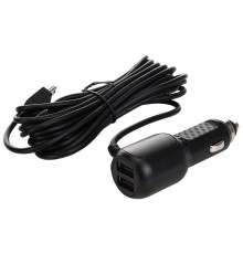 Автомобильное зарядное устройство 2 USB черное с кабелем MicroUSB