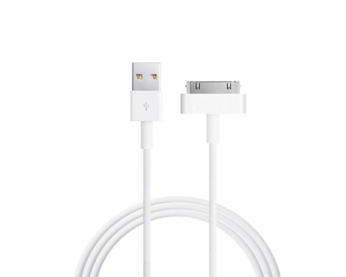 USB кабель для iPhone 4 30 pin 1m белый без упаковки
