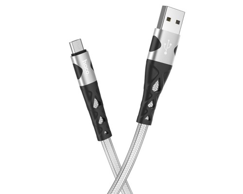 Кабель Hoco U105 USB to MicroUSB 1.2m серебристый