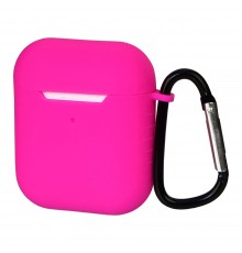 Чехол силиконовый с карабином для Apple AirPods/ AirPods 2 цвет 17 розовый