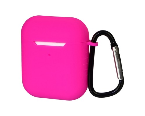 Чехол силиконовый с карабином для Apple AirPods/ AirPods 2 цвет 17 розовый