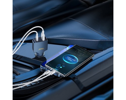 Автомобильное зарядное устройство Remax RCC326 USB/ Type-C QC PD 100W сине-черное