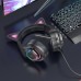 Наушники проводные полноразмерные Hoco W107 Сat ear игровые с микрофоном и подсветкой розовые