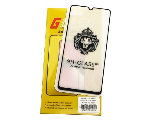 Защитное стекло для Samsung A315/ A325/ A225 A31/ A32/ A22 Full Glue Lion (0.3 мм, 2.5D, чёрное)