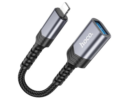 Мультиадаптер хаб Hoco UA24 Lightning to USB 2.0 серый