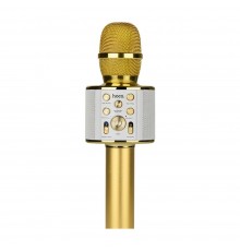Беспроводной караоке микрофон с колонкой Hoco BK3 золотистый