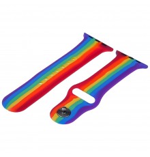 Ремешок силиконовый Rainbow для Apple Watch Sport Band 42/ 44mm радуга размер L
