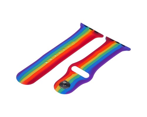 Ремешок силиконовый Rainbow для Apple Watch Sport Band 42/ 44mm радуга размер L