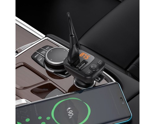 Автомобильное зарядное устройство Borofone BC41 2 USB QC c FM-модулятором черное