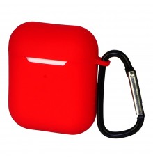 Чехол силиконовый с карабином для Apple AirPods/ AirPods 2 цвет 06 красный